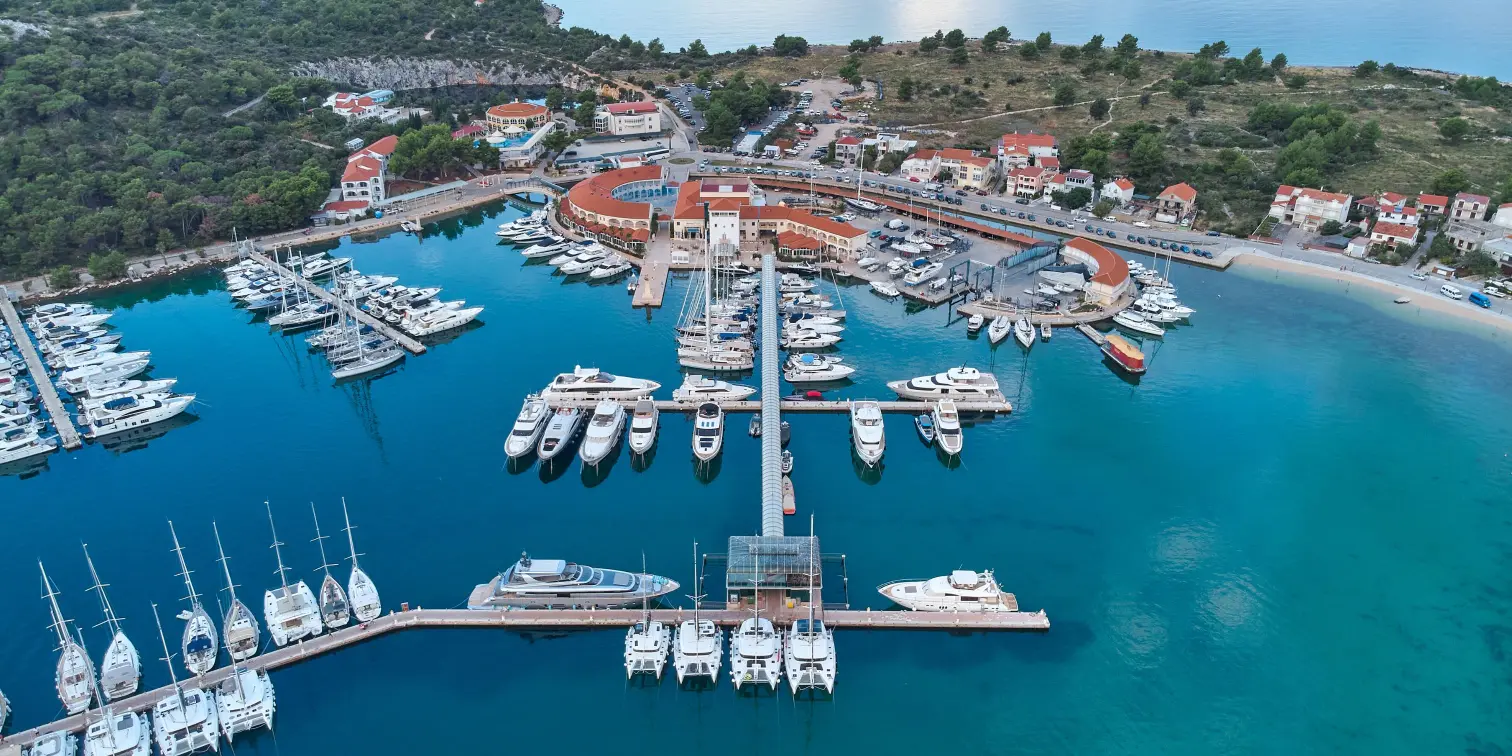 Aerial view of Marina Frapa Rogoznica, Croatia