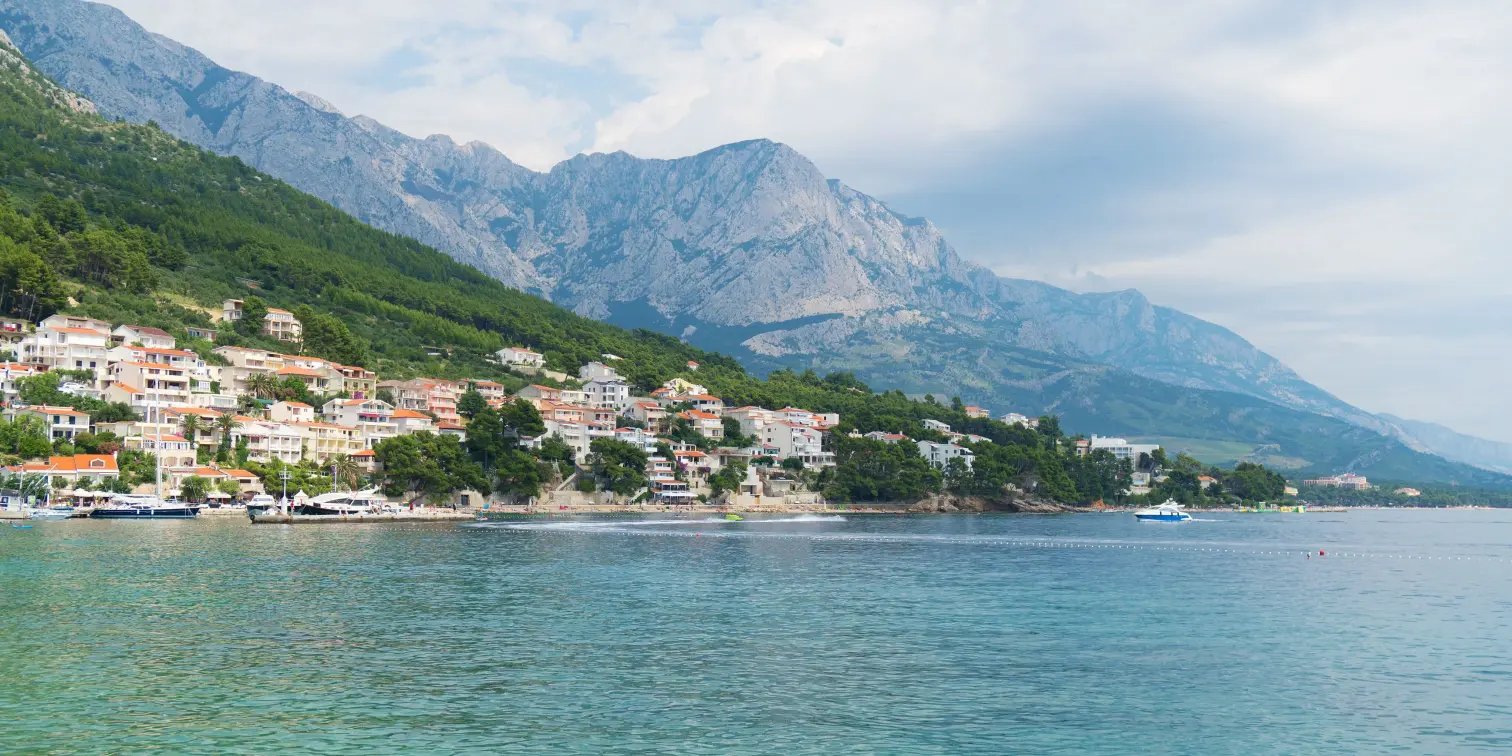 Beautiful coast of the resort town of Brela in Croatia