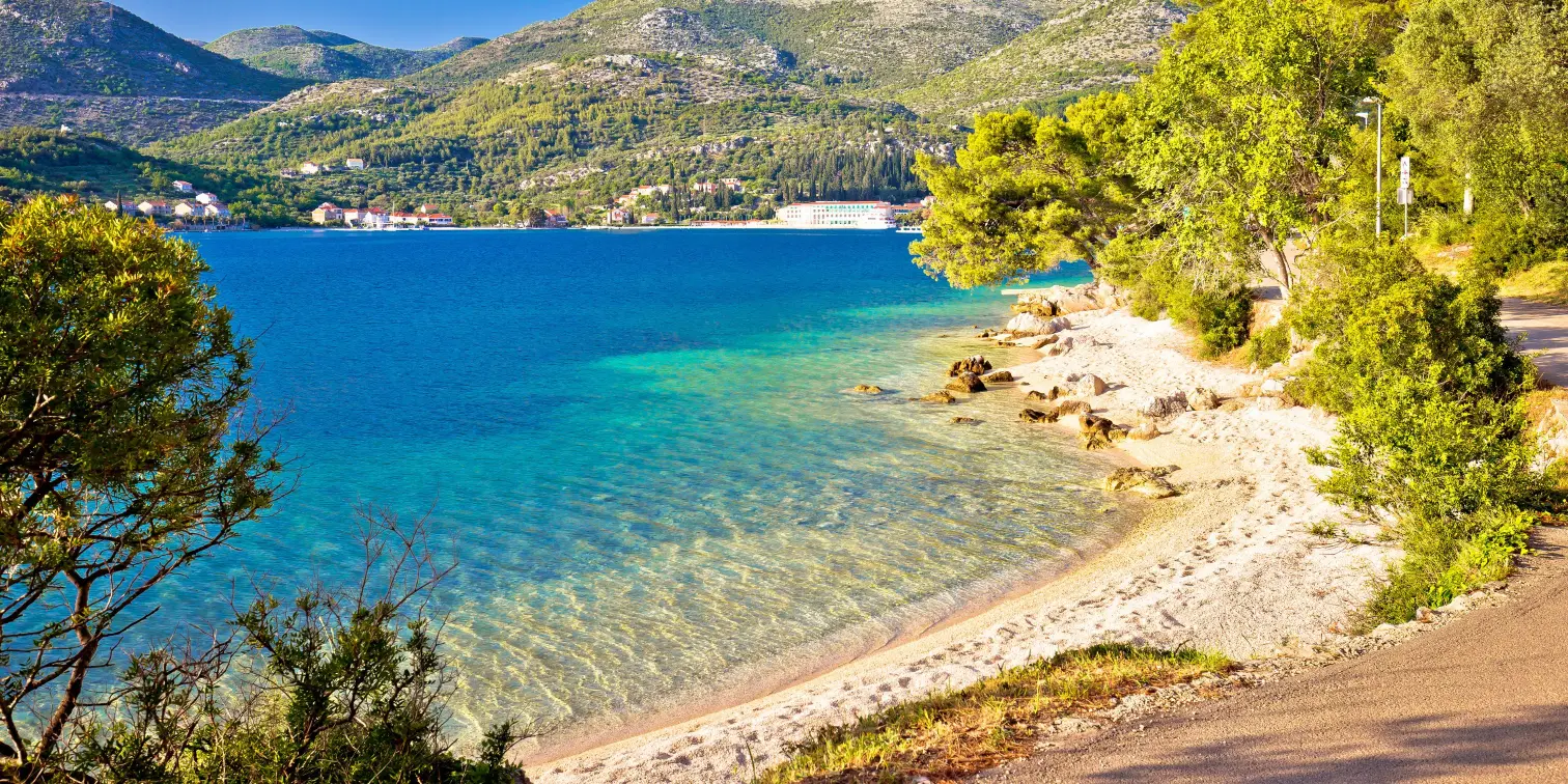 Idyllic turquoise beach in Slano, Adriatic sea, Dubrovnik region of Croatia
