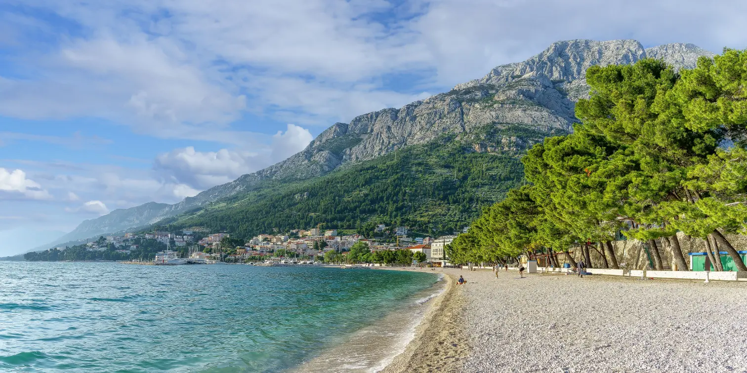 Landscape with Baska Voda beach, Croatia