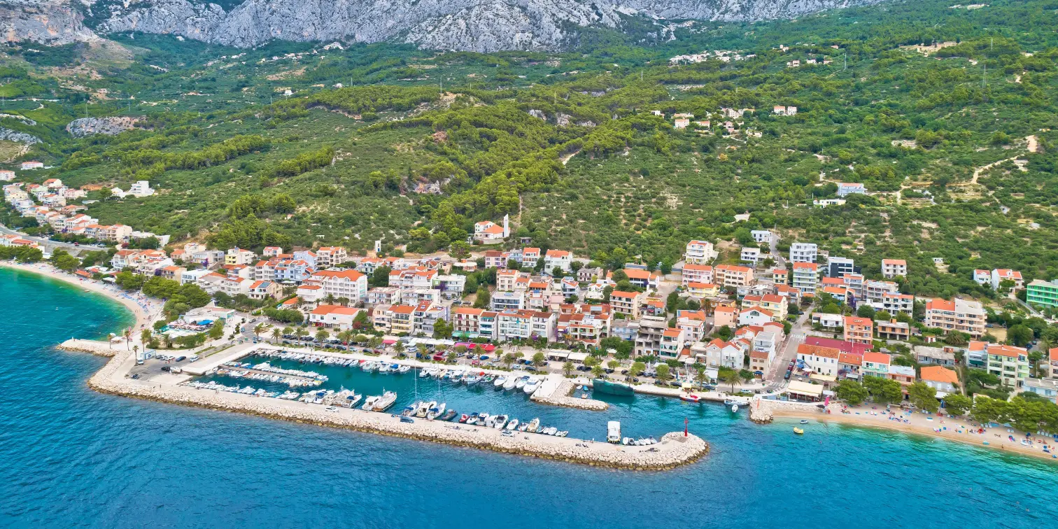 Tucepi Aerial view of town of Tucepi on Makarska riviera