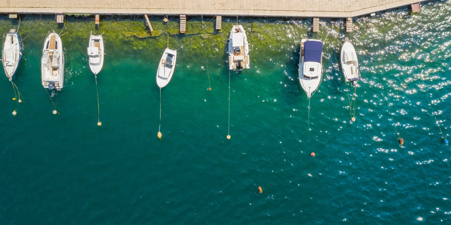Yachts and sailboats in marina in Sibenik, Croatia